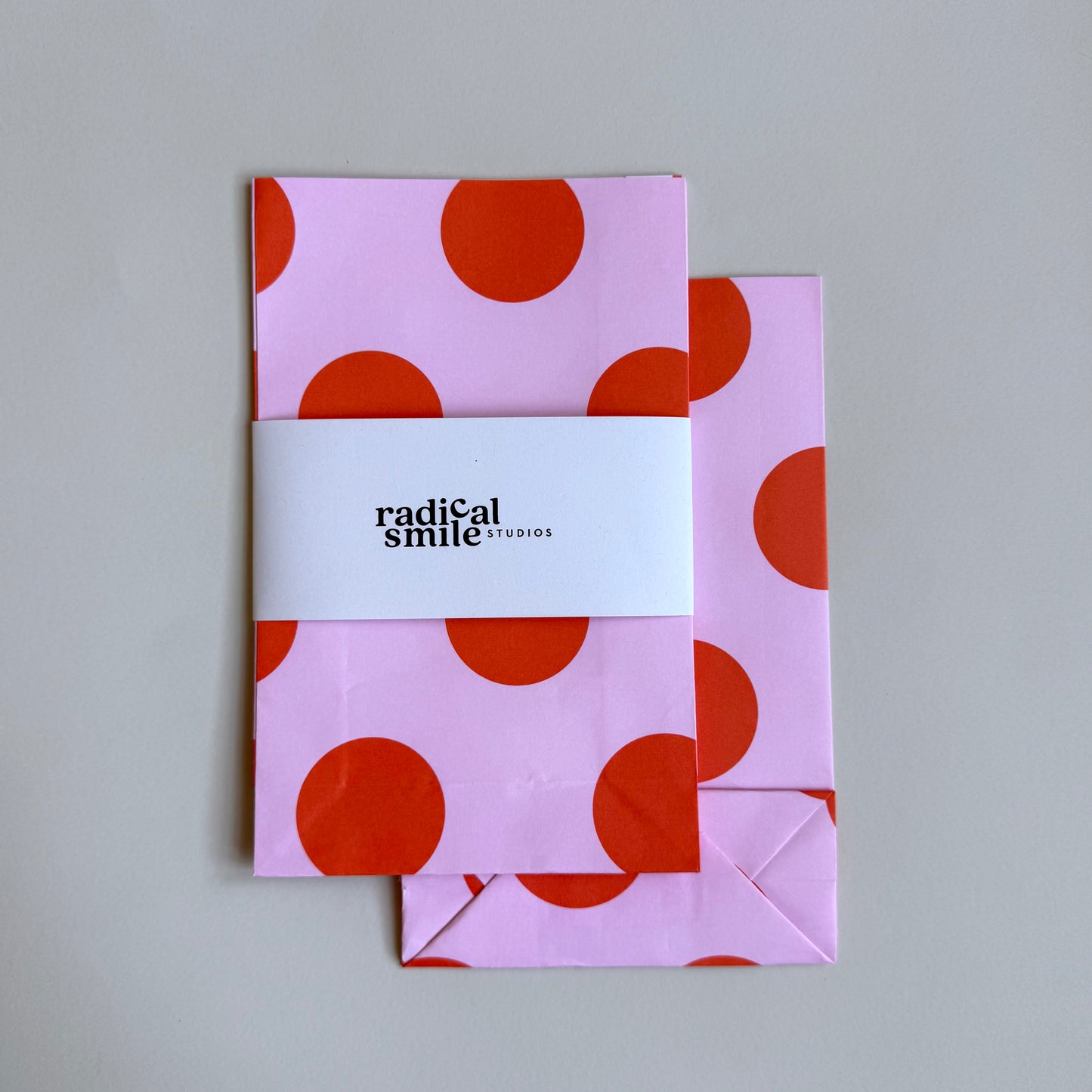 Blockbottombag - große Punkte, rosa/orange