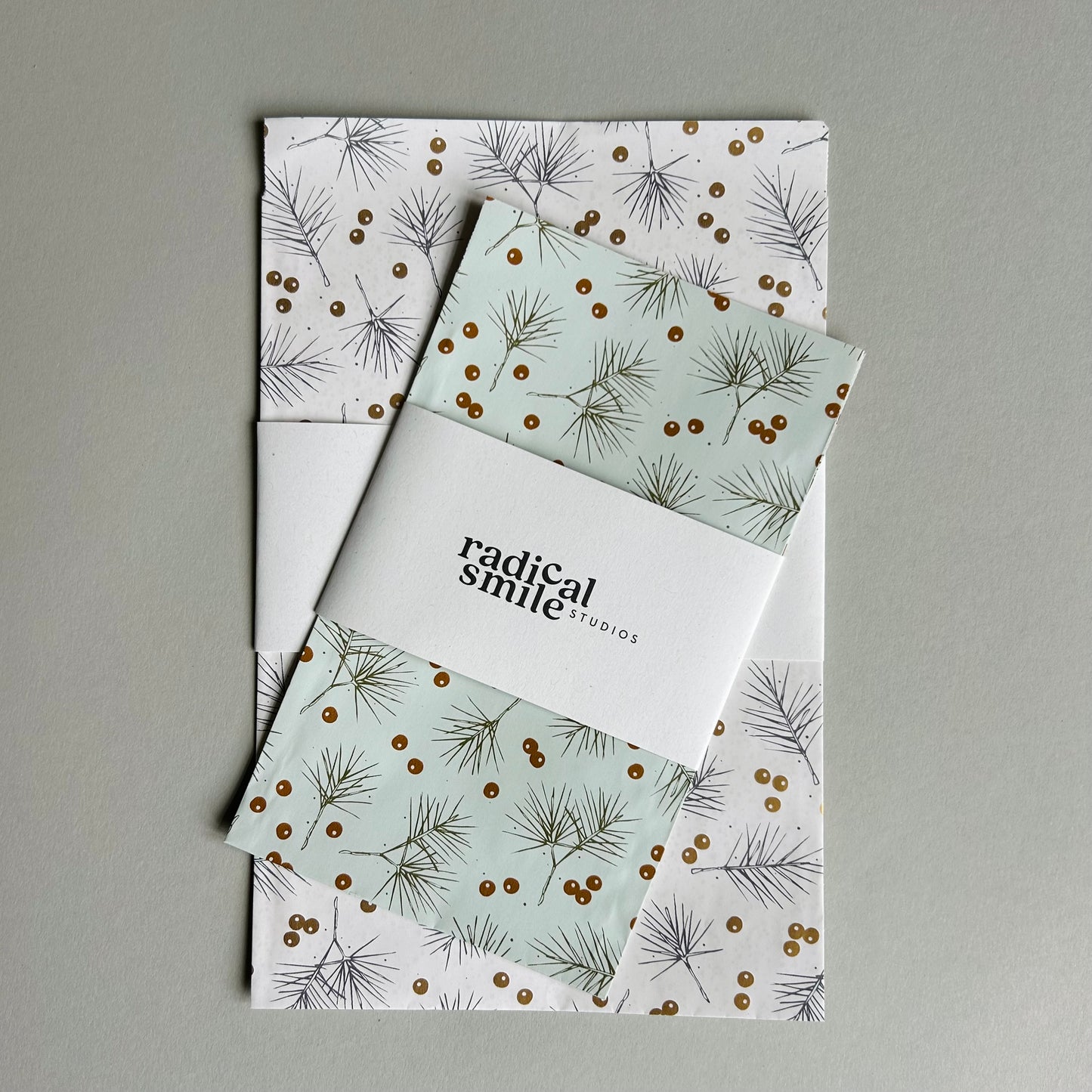 Flatbags - Zweige & Beeren, mint / gold