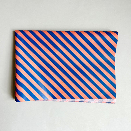 Seidenpapier - gestreift, koralle/cobalt