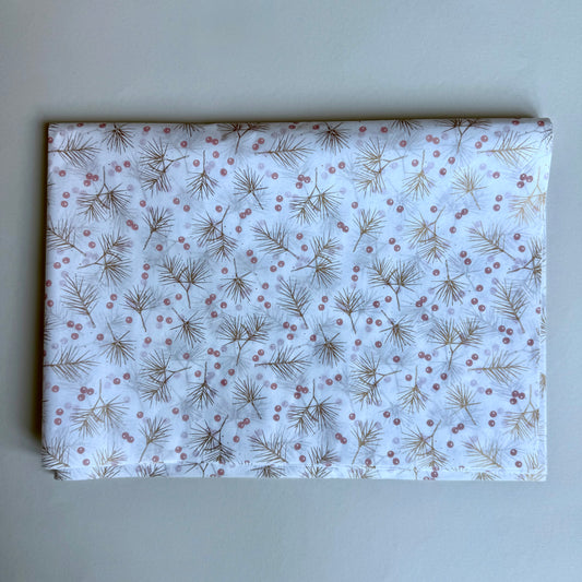 Seidenpapier - Zweige & Beeren, weiß/rosé