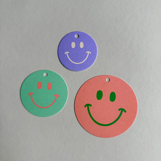 Geschenkanhänger Set - Smiley drei Größen, spring colours