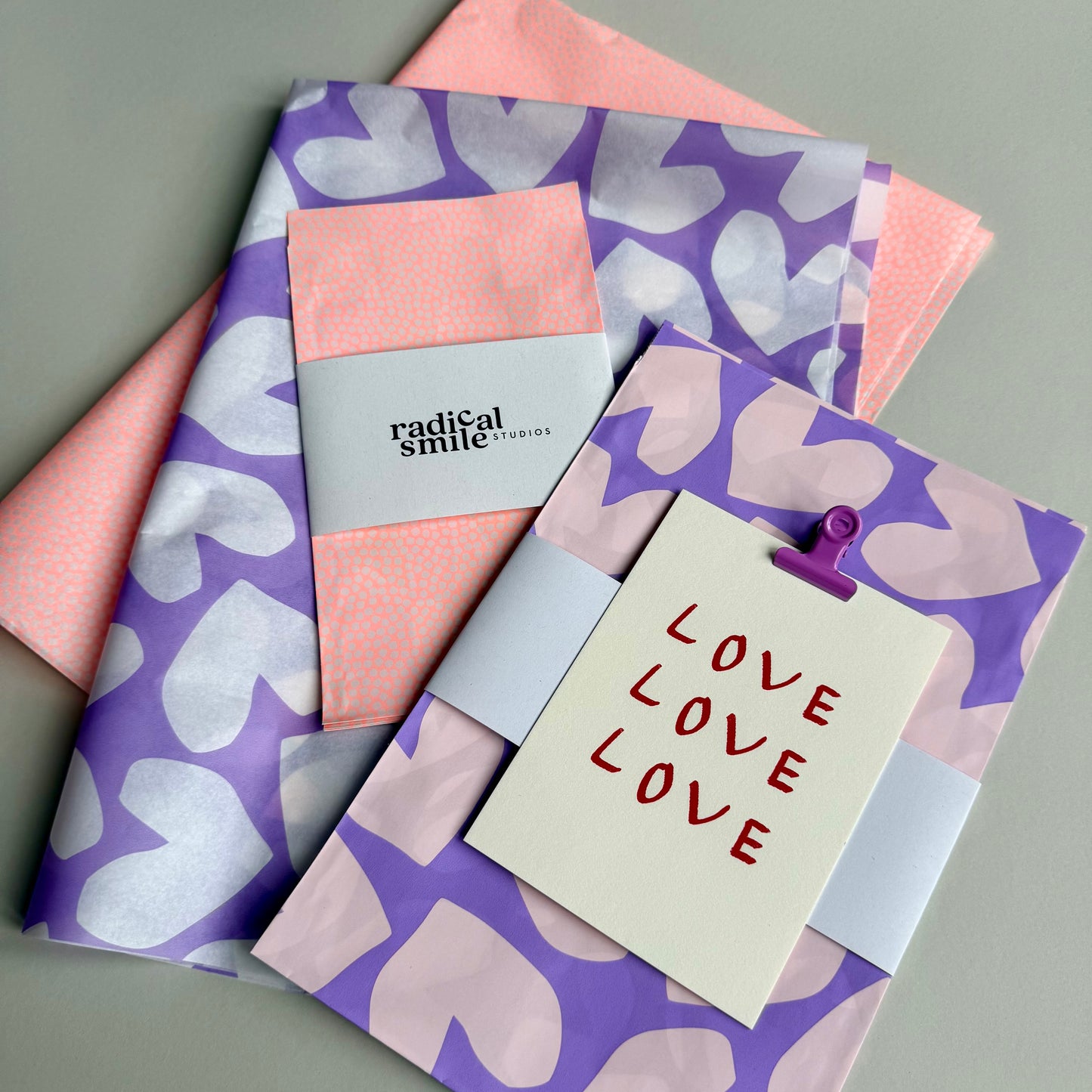 Seidenpapier - Herzen, lila