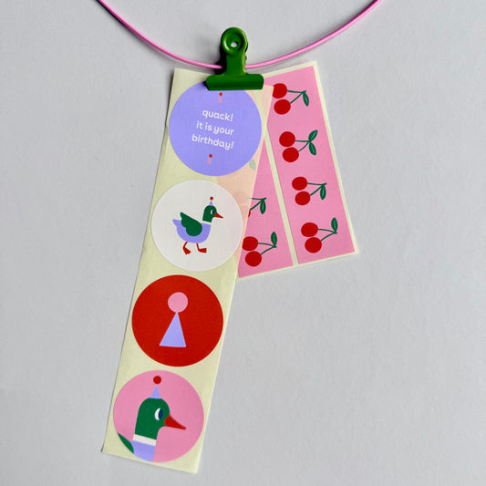 Sticker Set - 'Cherry & Duck'