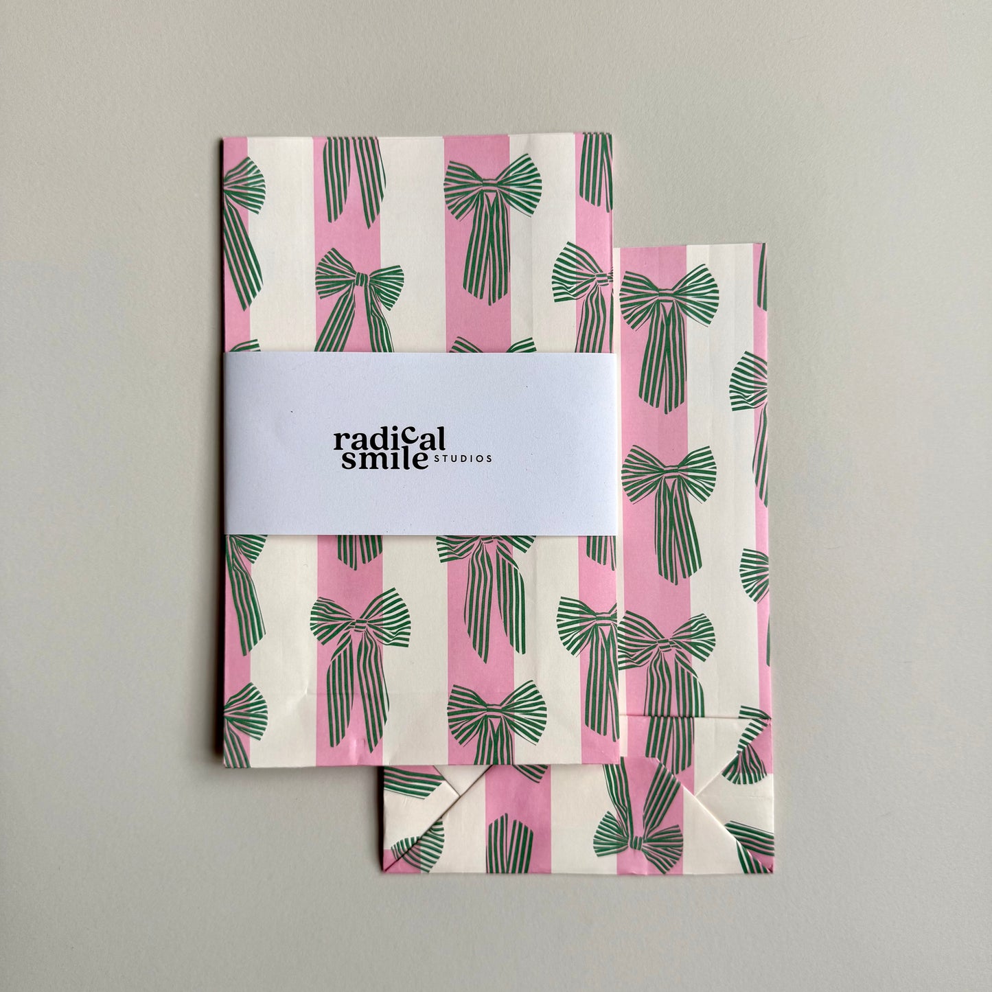 Blockbottombag - Schleifen, rosa/grün