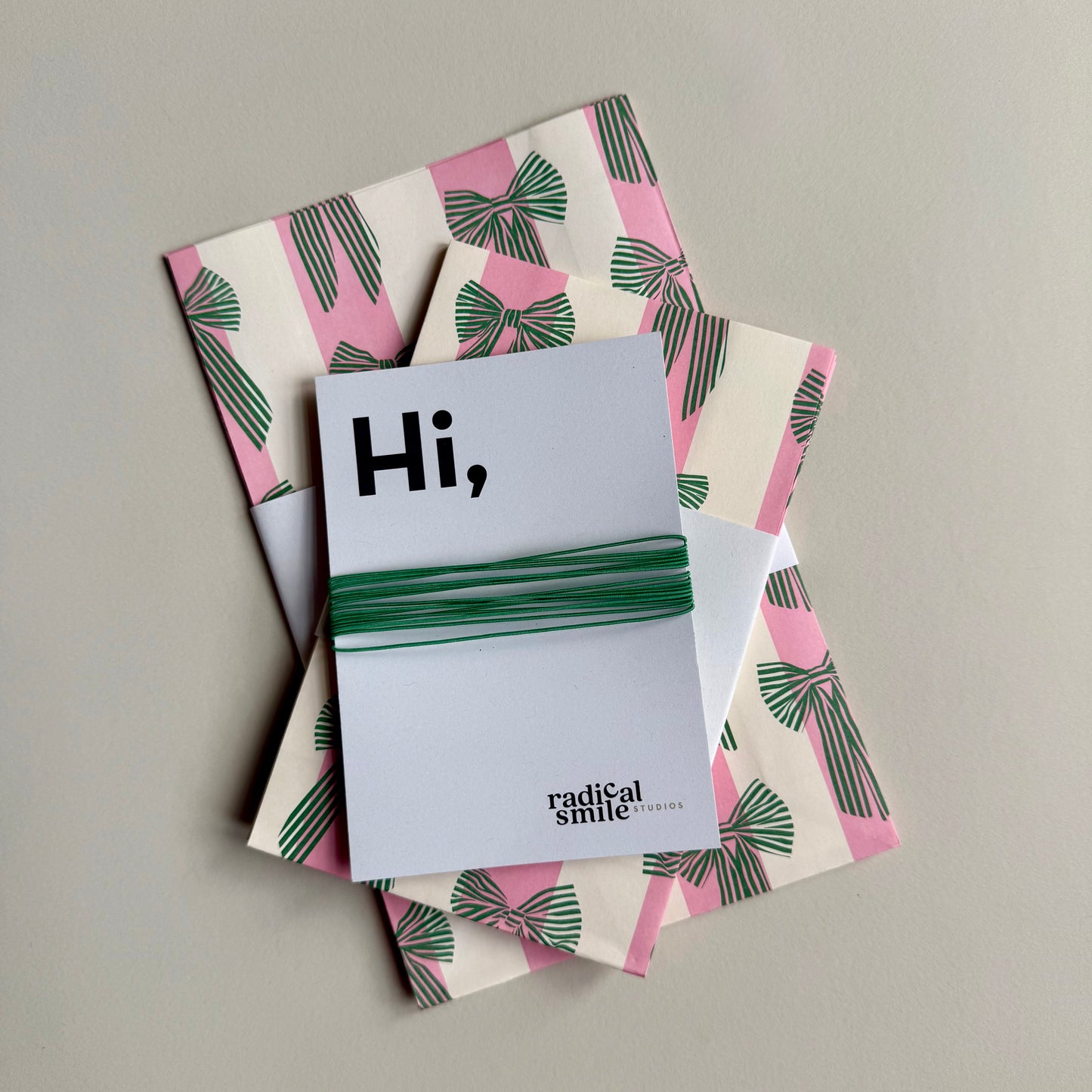 Blockbottombag - Schleifen, rosa/grün