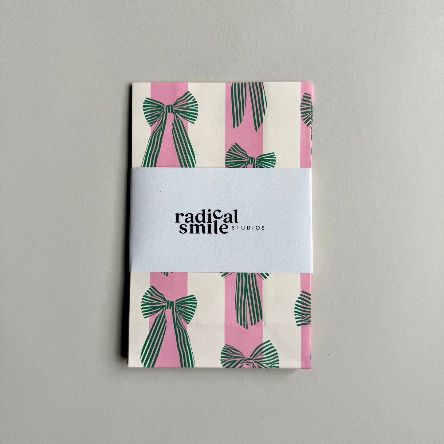 Blockbottombag - Schleifen, rosa/grün