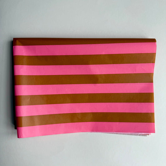 Seidenpapier - Blockstreifen, pink/cognac